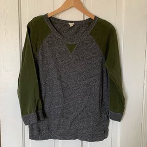 J crew 3/4 Sleeve cotton silk baseball T